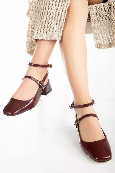  المرأة مفتوحة الظهر مربع اصبع القدم قبعة صلبة منخفضة الكعب الكلاسيكي