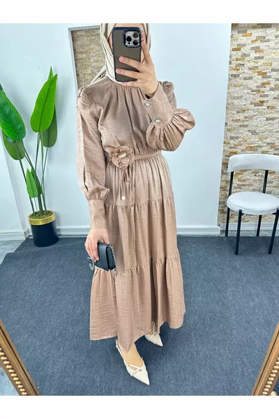 Дълга рокля за хиджаб с колан