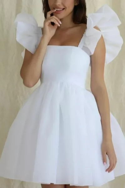 Organza blanc Robe de soirée de mariage Robe de soirée