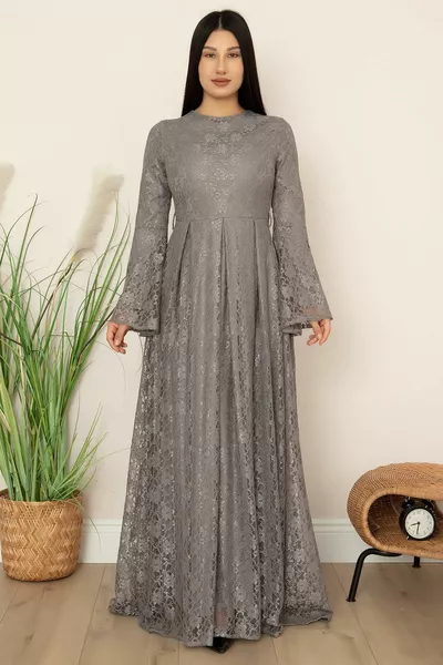 Damen Cinema Sleeve Wallonisches Spitzenkleid