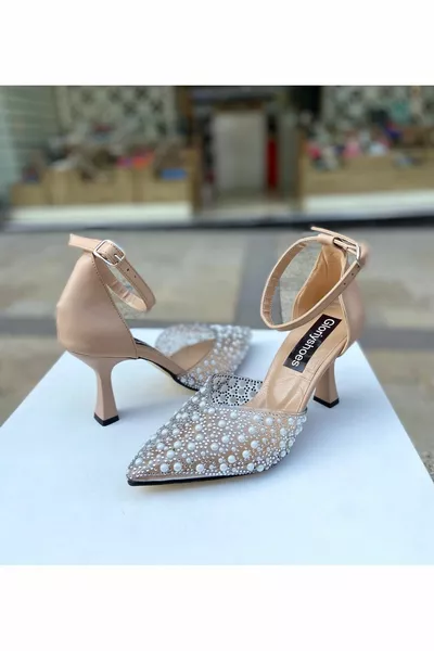 Каблуки 9 см с желтовато-коричневым жемчугом 