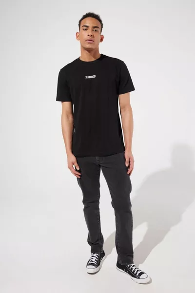 رايدر باي لي دالاس مستقيم صالح مستقيم قص خصر عادي أسود جينز مطاطي