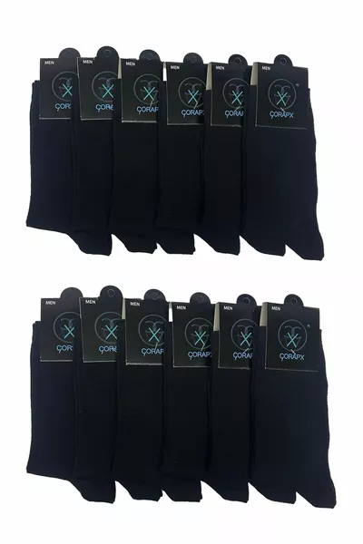  Pcs Super Economic Men's Cotton Plain Black Socks , Long Non Patterned Cotton Socks ( PAIRS)