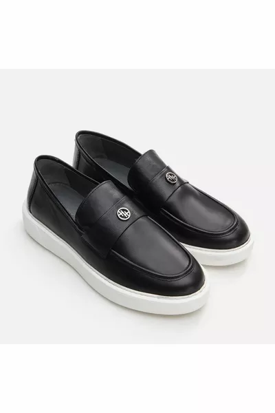 Echt lederen zwarte loafer voor heren