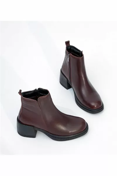 جلد طبيعي كعب المطاط الوحيد أحذية نسائية