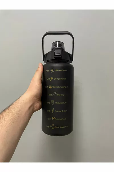 Premium Black Motivational Water Flask Water Bottle 2l Tritan Gym Water Bottle BPA Free Drinker