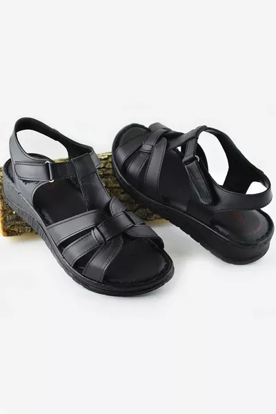  كامل العظام جلد طبيعي النساء الصنادل الصنادل الجلدية Ivazn