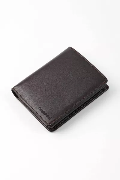 Натуральная кожа маленького размера Коричневый мужской кошелек