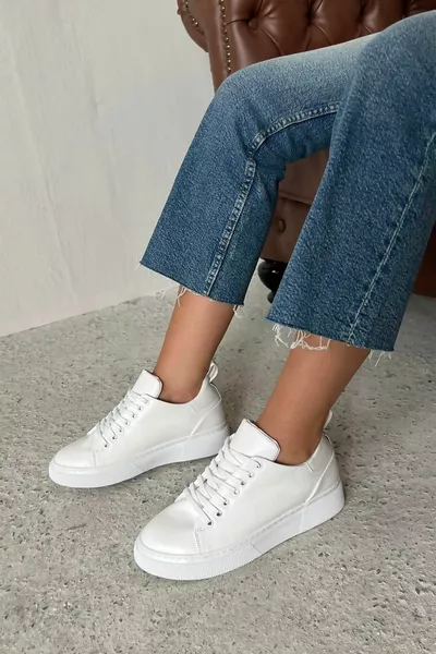 Buck Dames Leren Sneakers Wit