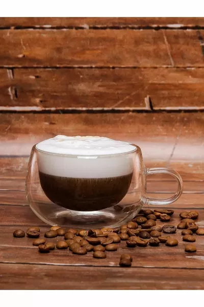 Double Glazed Double Wall Glass Mug Home Office Presentation Cup Heat Insulated Glass Cup With Handle  ml