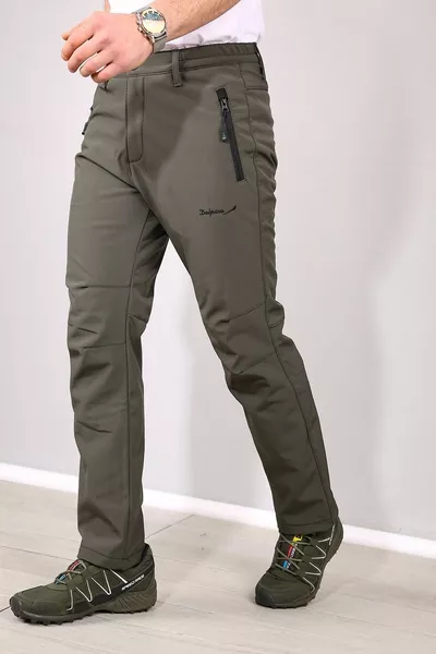 Khaki wasser- und winddichte Softshell-Hose für Herren