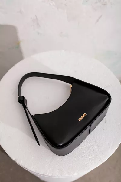 Black Lined Hand And Shoulder Bag