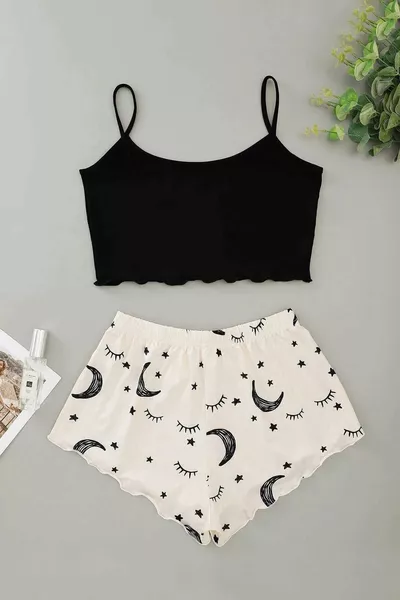 طقم شورت تكس سوبر سوفت، أسود