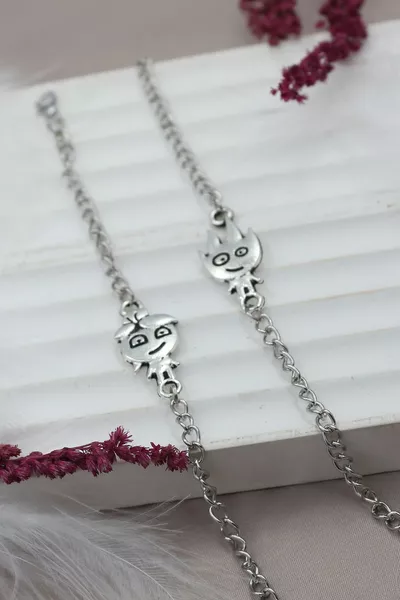 2 Stück Feuer und Wasser Silber Farbe Doppel Liebhaber Beste Metallarmband Beschriftete Geschenkbox