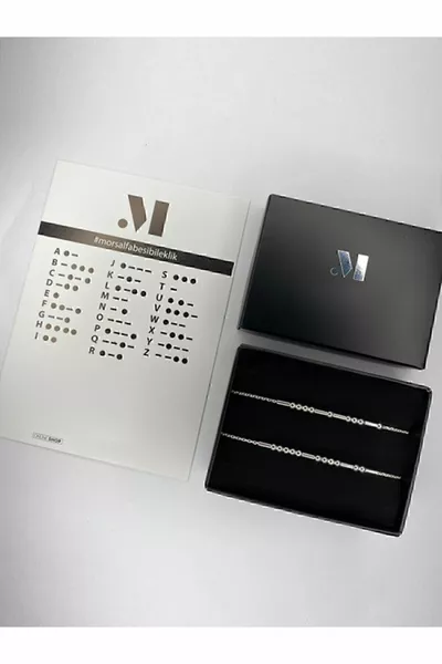  سلسلة من الفضة الاسترليني مزدوجة مورس كود سوار (2 سوار)