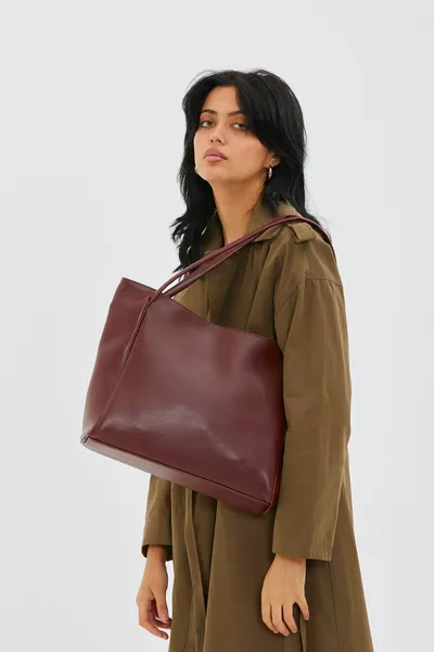 Borsa a maniche da donna Shabby Maya Borgogna