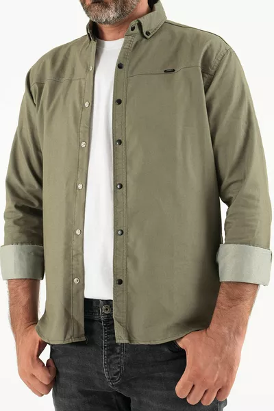 الرجال الكاكي سليم صالح ضيق صالح جيب نير الدنيم قميص