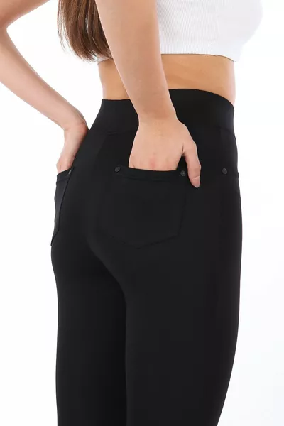 Legging noir taille haute poche pick-up pantalon