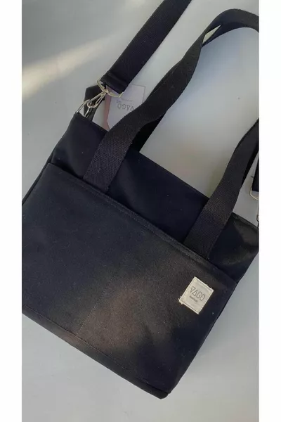 حقيبة قماش الكلية السوداء