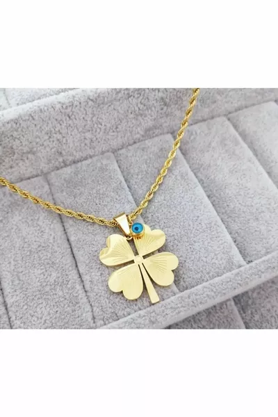 Стоманено колие Clover Twist Колие Дълго  см Злато