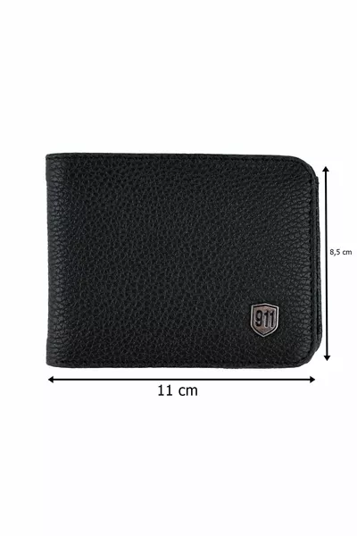 Minimales Leder Portemonnaie Portfolio Schwarz