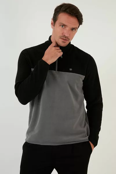 Coupe régulière Col montant zippé Hiver Polaire Homme 