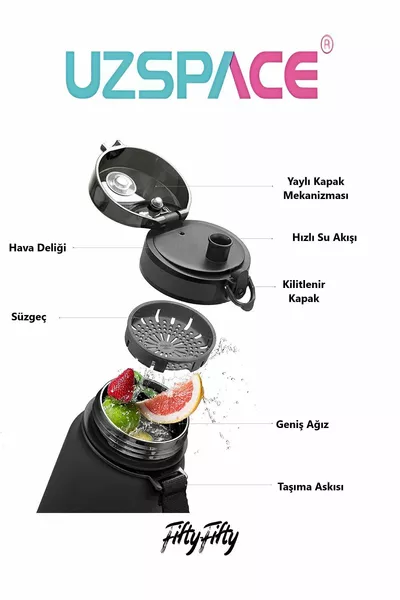 حجم كبير  سم  مل 1 لتر قارورة ماء Bpa بدون تسرب رائحة 