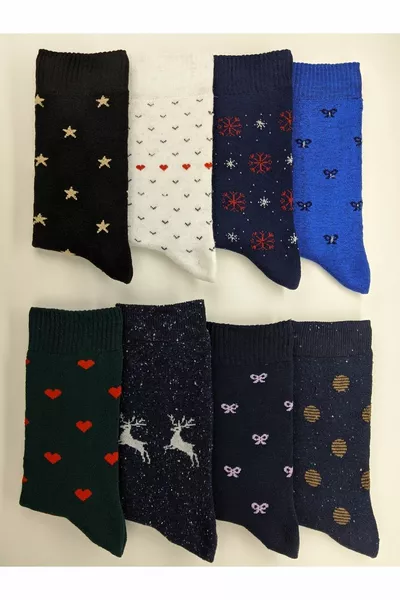 Patterned Terry Socks Thermal Winter 4 Pairs