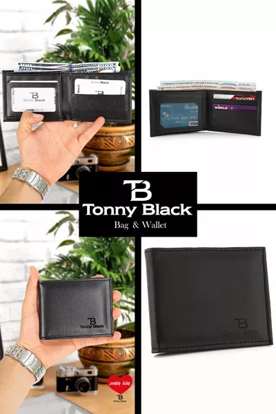 Portefeuille en cuir élégant original pour hommes avec boîte cadeau noire, porte-cartes et porte-cartes avec compartiment pour billets de banque