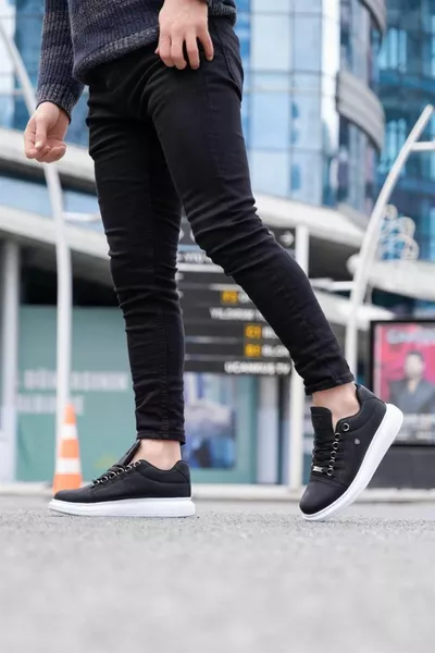  أسود اللون الأبيض وحيد أحذية رجالية عارضة