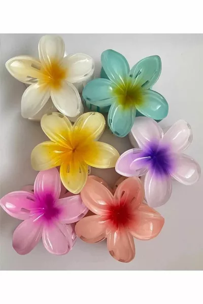 Colorful Lotus Flower Peg Clasp 6 pcs Large Size (8 Cm)
