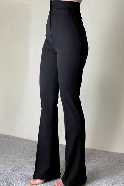 Pantalon noir taille extra haute span wrap jambe tissu