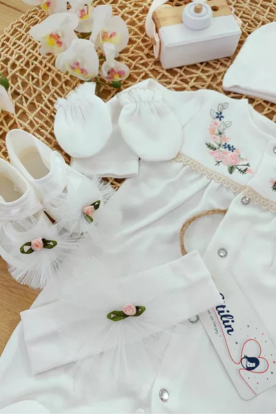 Baby Meisje Ecru Natuurlijke Kruissteek Ziekenhuis Exit