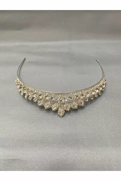 Corona da sposa sottile, elegante ed elegante con pietra zircone bianca Perla - promessa corona all'henné e corona di fidanzamento