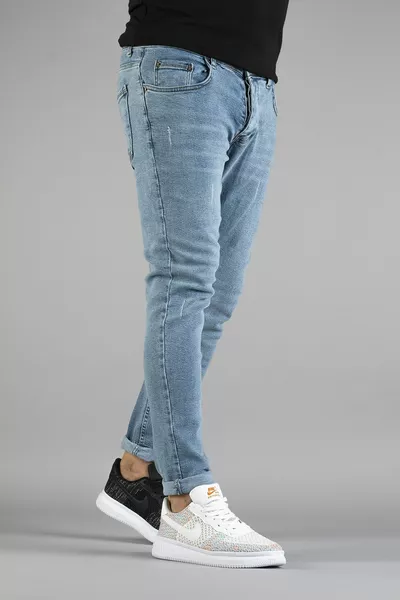 Jeans Slim Fit Slim Fit Uomo per Unghie Blu Ghiaccio