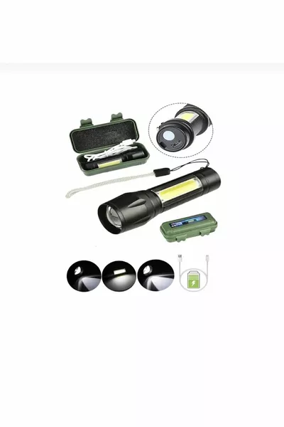 draagbare LED 3 standen oplaadbare waterdichte campinglamp met zoom LED-zaklamp COB