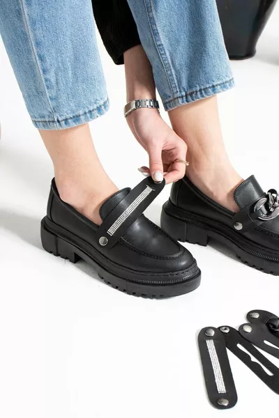 Kristen Mocassins en cuir noir pour femmes