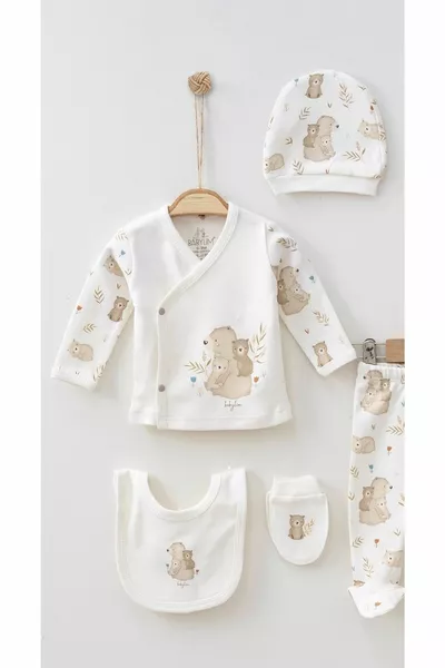 Больничный выход Baby Bear Printed Органический 0-3 месяца унисекс Baby Набор для новорожденных 5 шт.