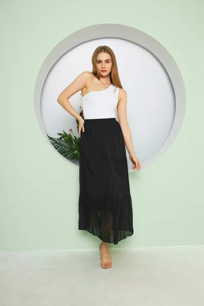 Chiffon 3-lagiger Faltenrock, Chiffon langer gefütterter Rock, Faltenrock, Chiffon Sommerrock, Chiffon Rock