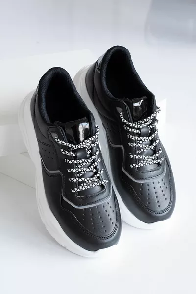 Kadın Siyah Günlük Sneakers 5 Cm Taban