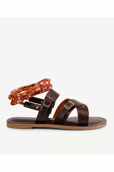 Leather sandals tied at the back