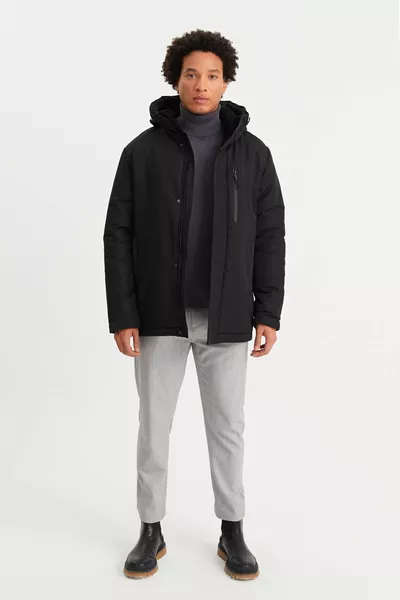 Manteau D’hiver À Capuche Noir Imperméable Et Coupe-Vent Homme & Manteau & Parka