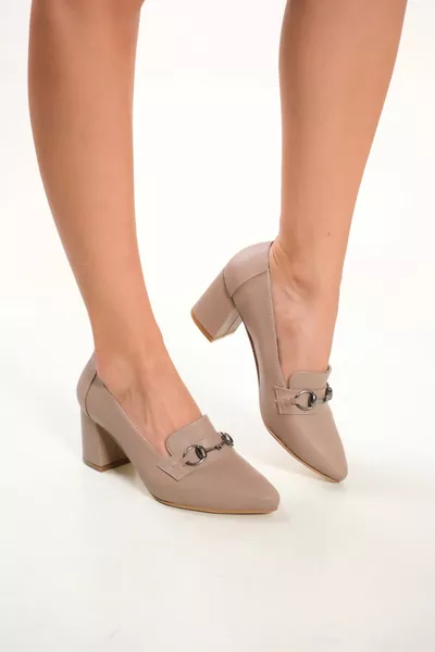 جلد طبيعي المنك المرأة أحذية جلدية ذات كعب عال 