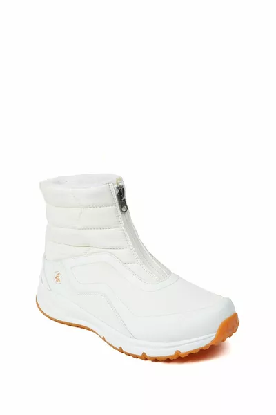 Hoiizente Women's White Waterproof Zipper Snow Boots  -z