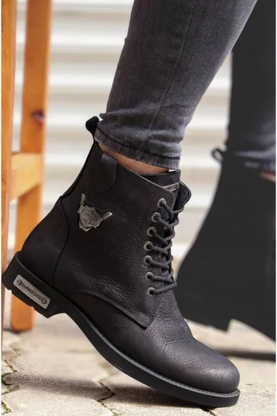  Hommes Noir Cuir Véritable Boucle Semelle Épaisse Hiver Casual Bottes Casual Casual Demi Postal