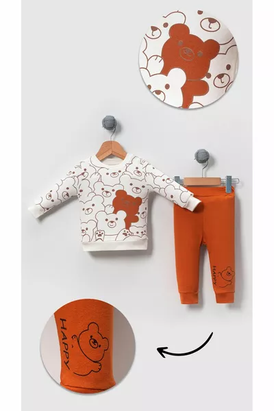 سعيد الدب صورة للجنسين بتمشيط 2 قطعة أسفل أعلى مجموعة القرفة