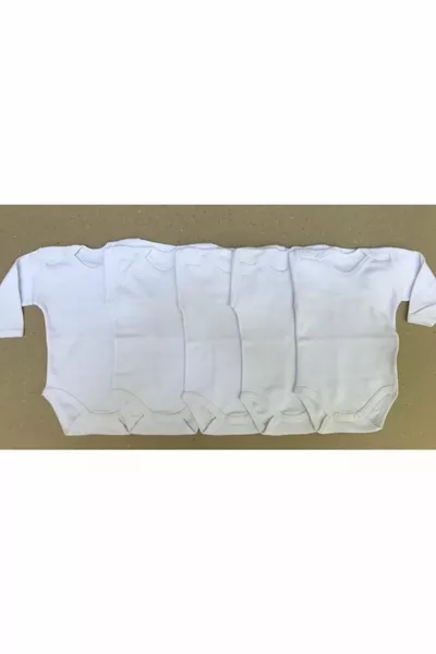 Lange Mouw Snap Baby Badi Witte Kleur Zibın 5 Stuks 0 Tot  Maanden