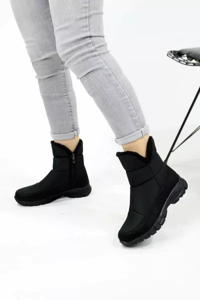 Women's Black Casual Mold Non-Slip Sole Snow Boots