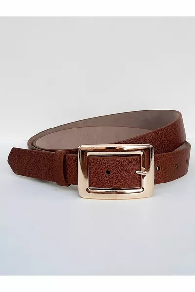 Ceinture à boucle en or beige pour femme