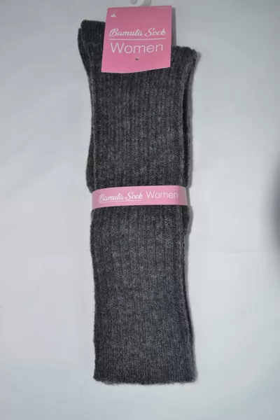 Graue Kniestiefel aus Wolle für Damen